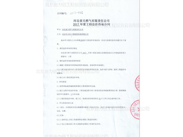河北省天然气有限责任公司工程造价咨询合同(1)